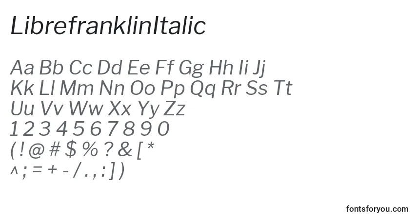 Schriftart LibrefranklinItalic (68087) – Alphabet, Zahlen, spezielle Symbole
