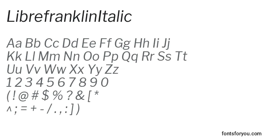 Czcionka LibrefranklinItalic (68087) – alfabet, cyfry, specjalne znaki