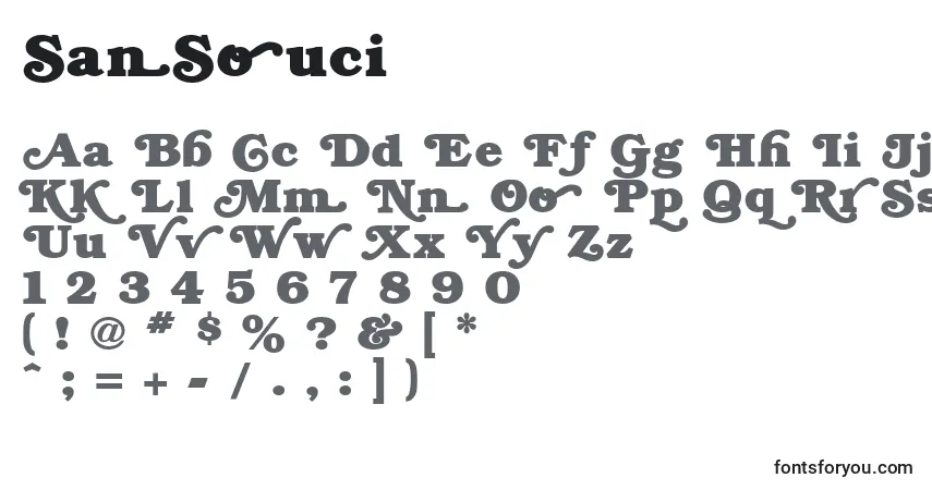 SanSouci-fontti – aakkoset, numerot, erikoismerkit