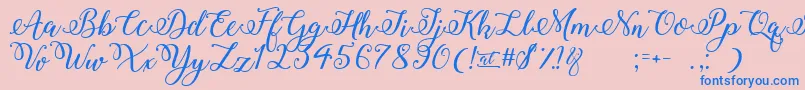 Police WinterCalligraphy – polices bleues sur fond rose