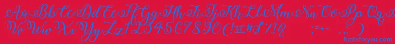 WinterCalligraphy Font – Blue Fonts on Red Background