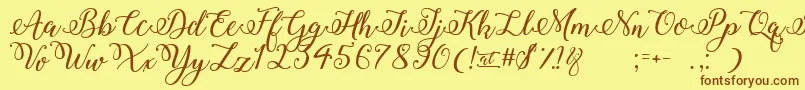 Fonte WinterCalligraphy – fontes marrons em um fundo amarelo