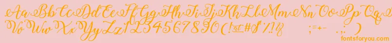 Police WinterCalligraphy – polices orange sur fond rose