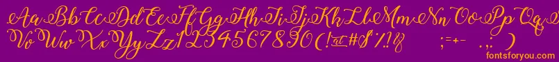 WinterCalligraphy-fontti – oranssit fontit violetilla taustalla