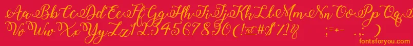 WinterCalligraphy Font – Orange Fonts on Red Background