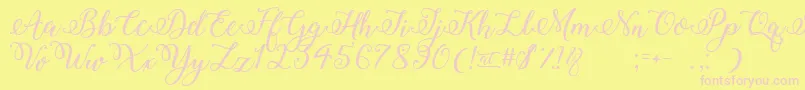 Fonte WinterCalligraphy – fontes rosa em um fundo amarelo