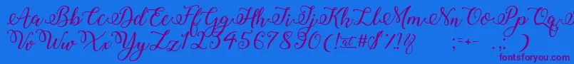 WinterCalligraphy-Schriftart – Violette Schriften auf blauem Hintergrund