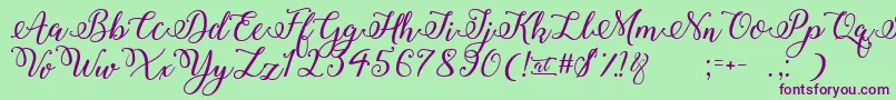 Police WinterCalligraphy – polices violettes sur fond vert