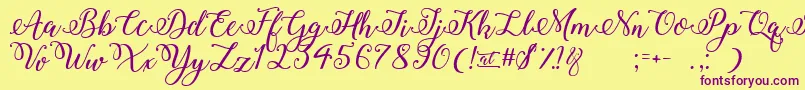 WinterCalligraphy-Schriftart – Violette Schriften auf gelbem Hintergrund