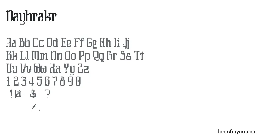 Daybrakr-fontti – aakkoset, numerot, erikoismerkit