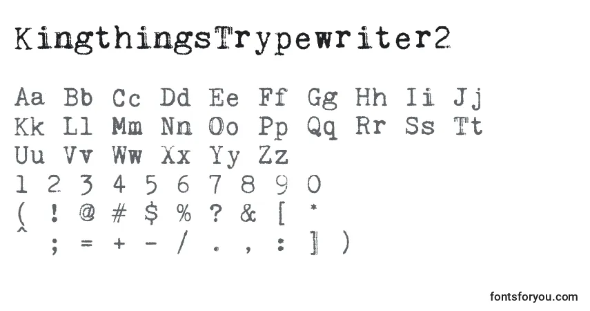 Czcionka KingthingsTrypewriter2 – alfabet, cyfry, specjalne znaki