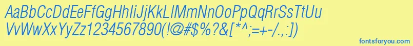 AglettericacondensedlightOblique Font – Blue Fonts on Yellow Background