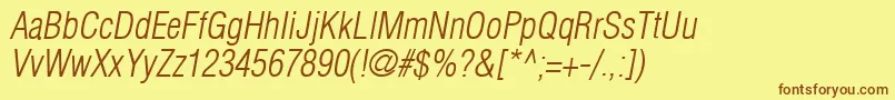 AglettericacondensedlightOblique Font – Brown Fonts on Yellow Background