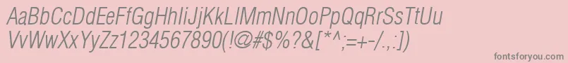Шрифт AglettericacondensedlightOblique – серые шрифты на розовом фоне