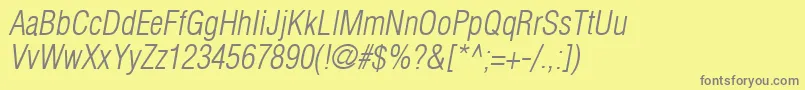 AglettericacondensedlightOblique Font – Gray Fonts on Yellow Background