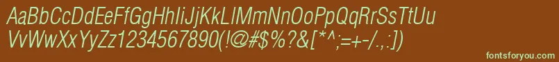 AglettericacondensedlightOblique Font – Green Fonts on Brown Background