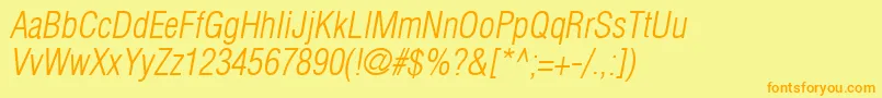 AglettericacondensedlightOblique Font – Orange Fonts on Yellow Background