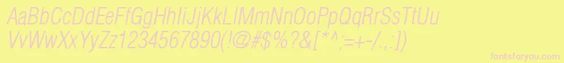 AglettericacondensedlightOblique Font – Pink Fonts on Yellow Background