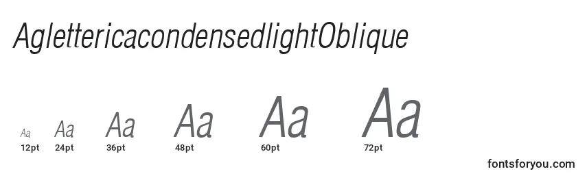 Размеры шрифта AglettericacondensedlightOblique