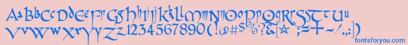 Narrow-Schriftart – Blaue Schriften auf rosa Hintergrund
