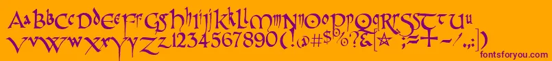 Narrow Font – Purple Fonts on Orange Background