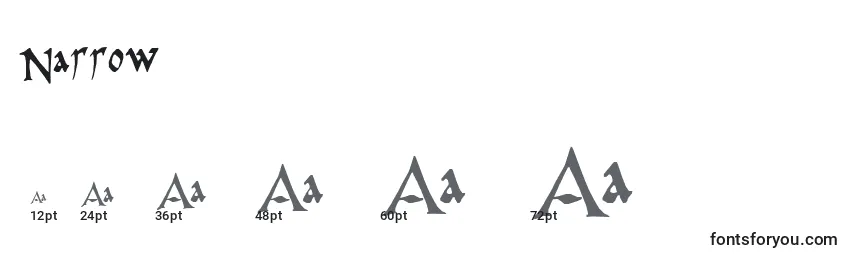 Размеры шрифта Narrow