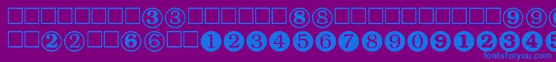 Numeralstt-Schriftart – Blaue Schriften auf violettem Hintergrund