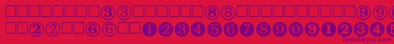 Fonte Numeralstt – fontes roxas em um fundo vermelho