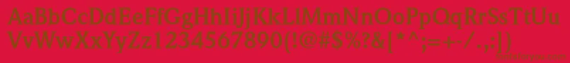 WeidemannstdBold-fontti – ruskeat fontit punaisella taustalla