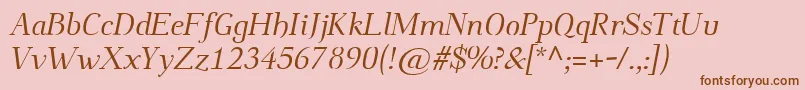 Fonte Omologopersonal1010italic – fontes marrons em um fundo rosa