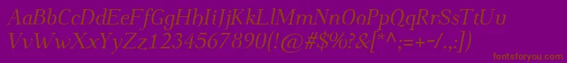 Fonte Omologopersonal1010italic – fontes marrons em um fundo roxo