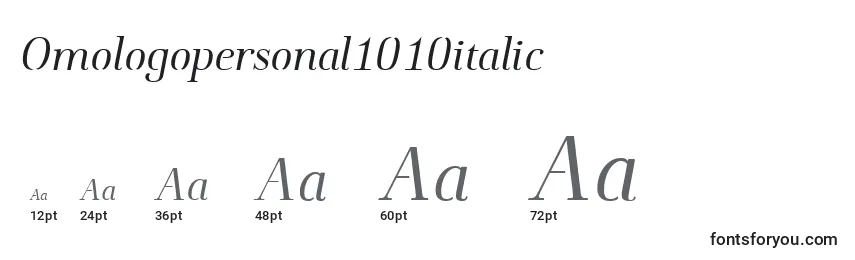 Omologopersonal1010italic font sizes