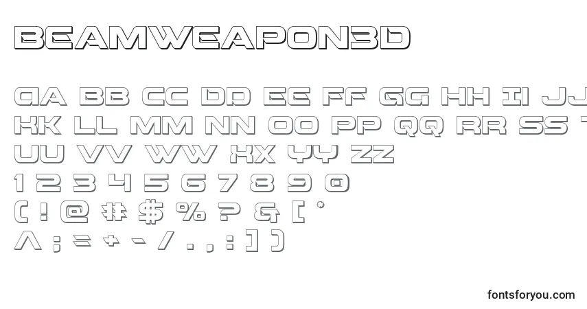 Czcionka Beamweapon3D – alfabet, cyfry, specjalne znaki