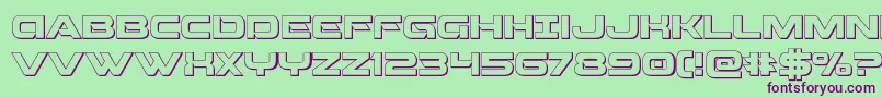 フォントBeamweapon3D – 緑の背景に紫のフォント