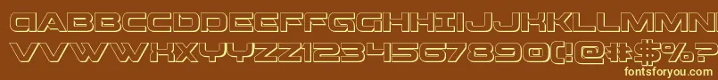 Beamweapon3D-fontti – keltaiset fontit ruskealla taustalla