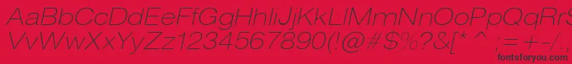 HeliosextthinItalic Font – Black Fonts on Red Background