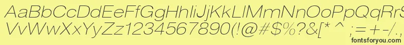 HeliosextthinItalic Font – Black Fonts on Yellow Background