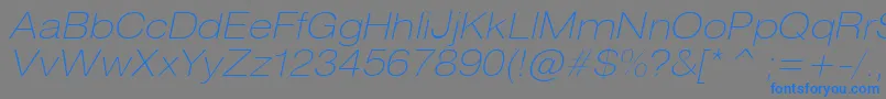 HeliosextthinItalic Font – Blue Fonts on Gray Background