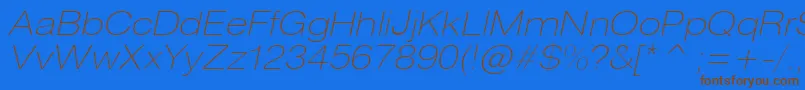 HeliosextthinItalic Font – Brown Fonts on Blue Background