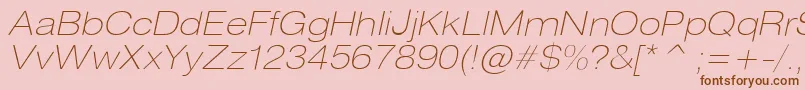 HeliosextthinItalic Font – Brown Fonts on Pink Background