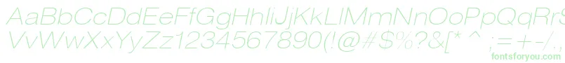 HeliosextthinItalic Font – Green Fonts on White Background