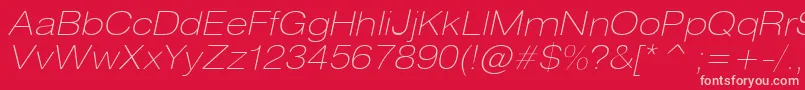 HeliosextthinItalic Font – Pink Fonts on Red Background