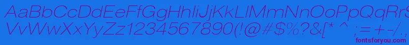 HeliosextthinItalic Font – Purple Fonts on Blue Background