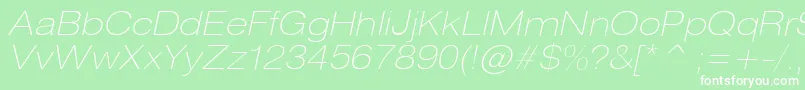 HeliosextthinItalic Font – White Fonts on Green Background