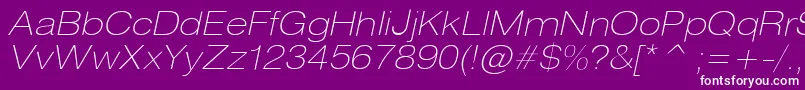 HeliosextthinItalic Font – White Fonts on Purple Background