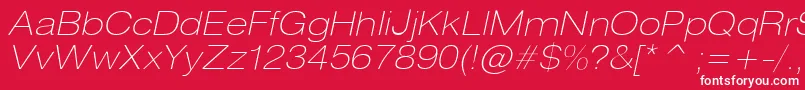 HeliosextthinItalic Font – White Fonts on Red Background