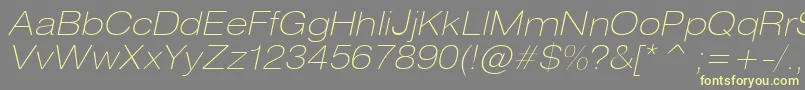 HeliosextthinItalic Font – Yellow Fonts on Gray Background