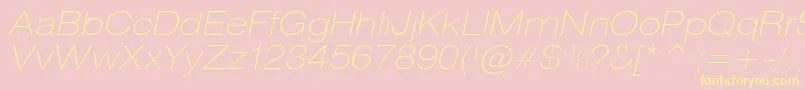 HeliosextthinItalic Font – Yellow Fonts on Pink Background