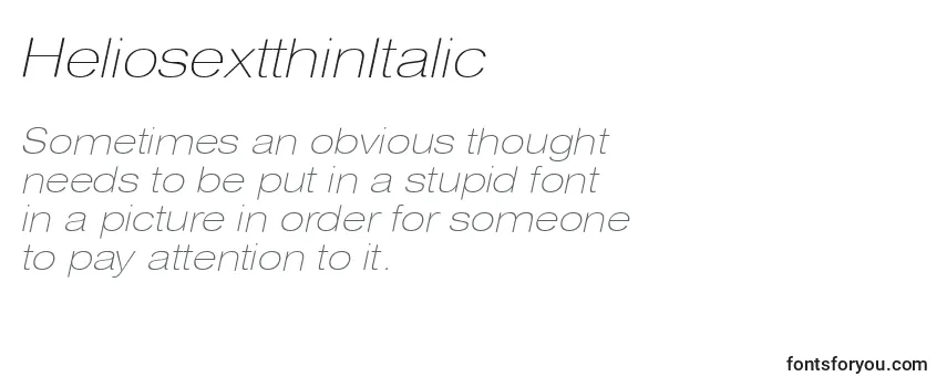Review of the HeliosextthinItalic Font