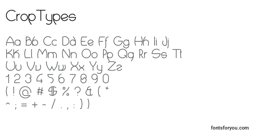 A fonte CropTypes – alfabeto, números, caracteres especiais
